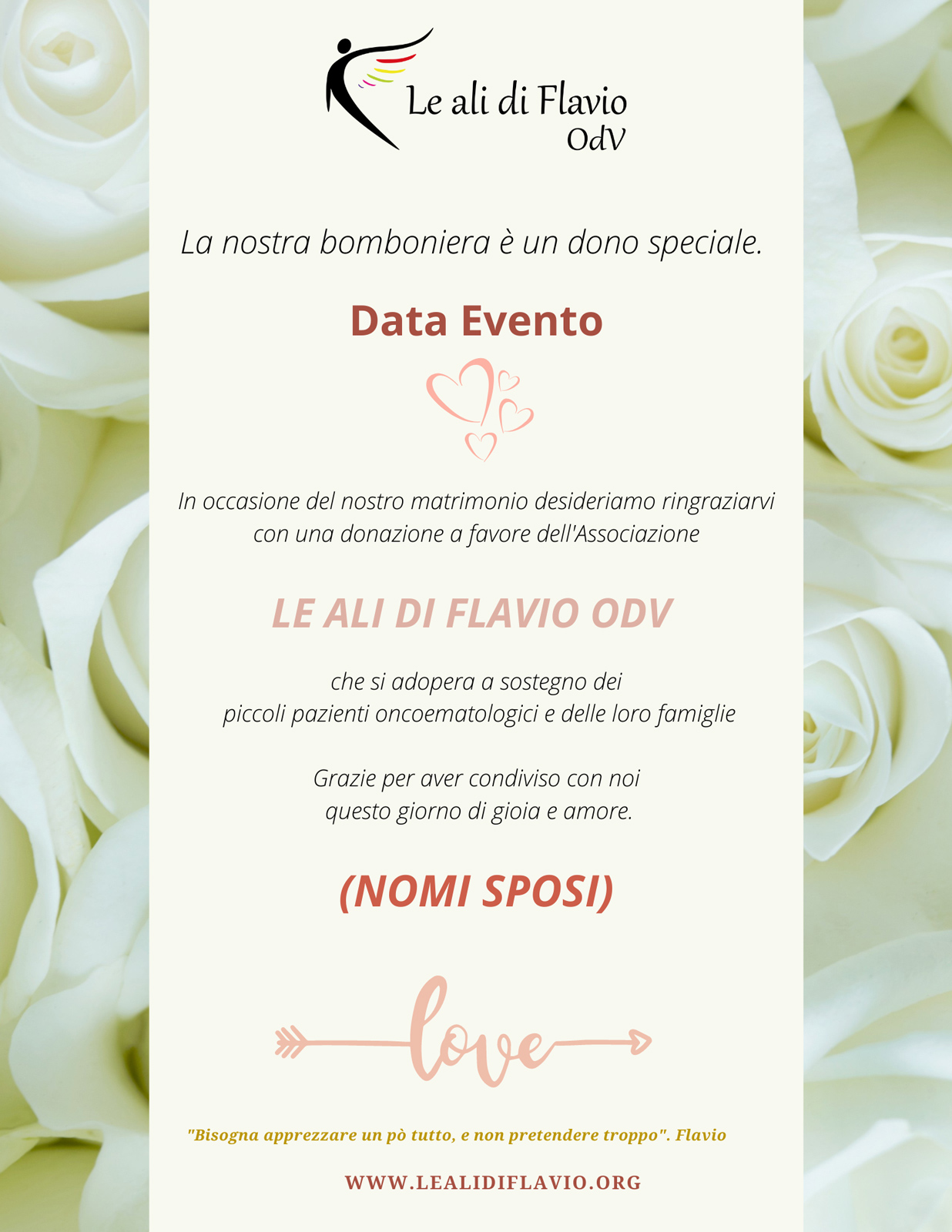 Pergamena Solidale Matrimonio - Le Ali di Flavio ODV